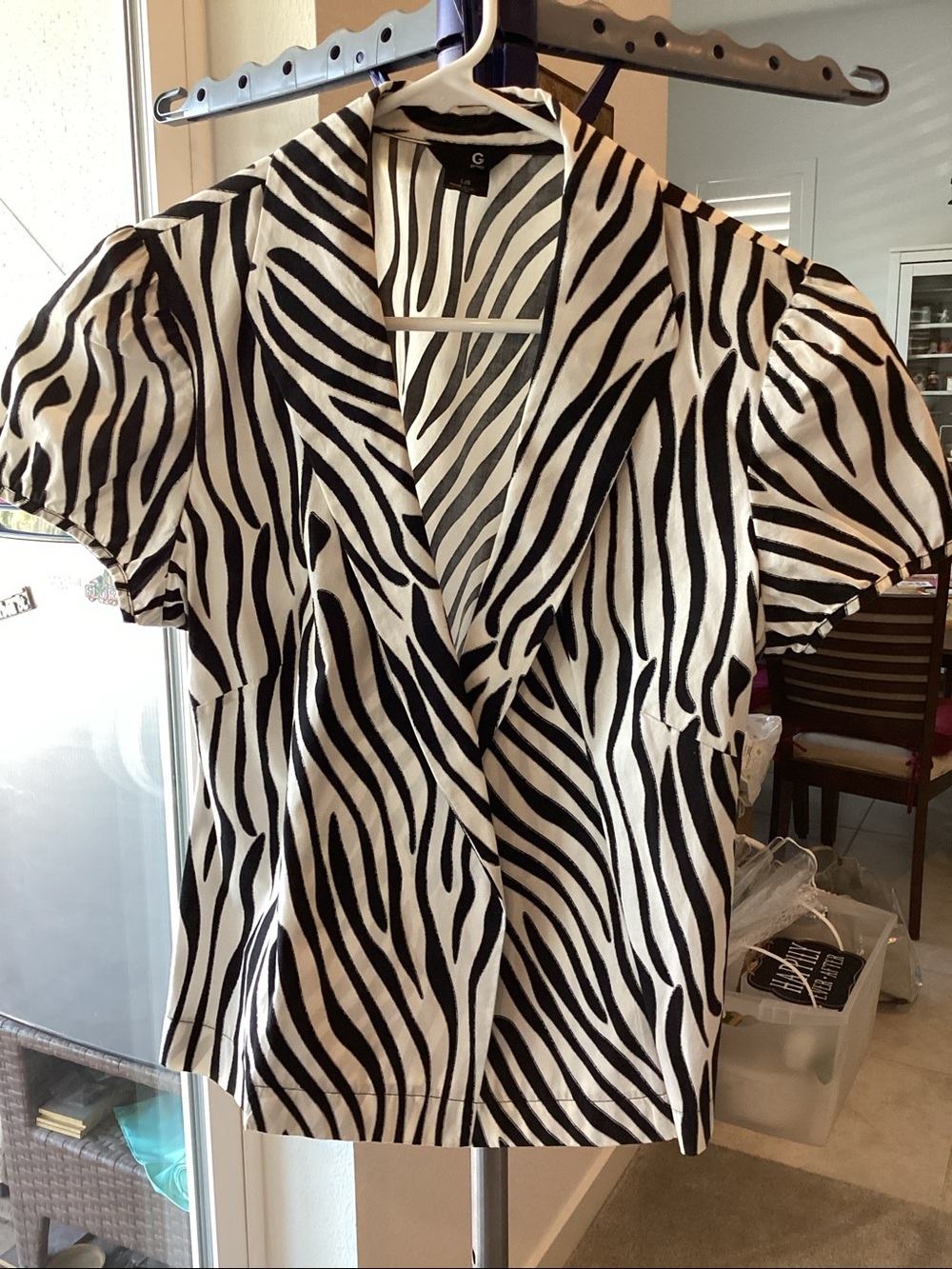 G by Guess Black and White Zebra Print Top